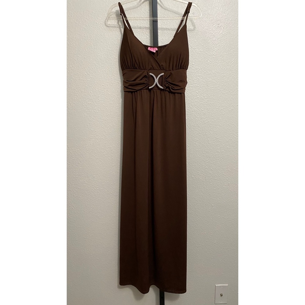 Y2K Babydoll Maxi Dress Chocolate Brown Small